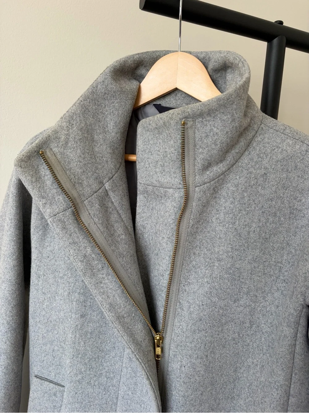 J. Crew Light Gray Wool-Blend Stand-Collar Pea Coat - Picture 3 of 4